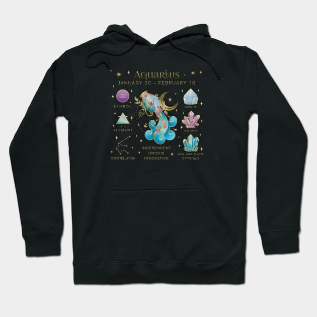 Crystal Zodiac Aquarius Collage Hoodie by moonstruck crystals